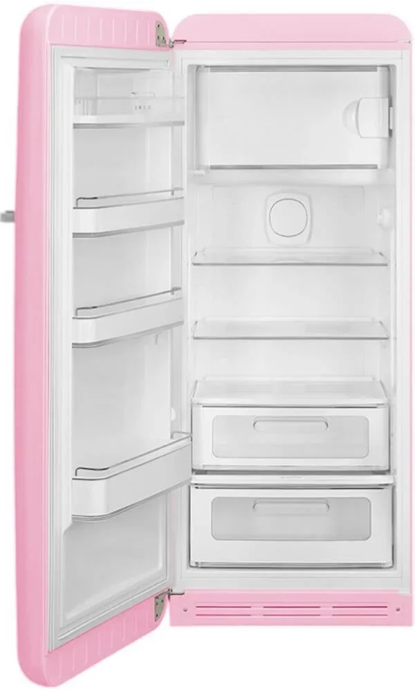 SMEG FAB28LPK6 Отдельностоящий однодверный холодильник, стиль 50-х годов, 60 см, розовый, петли слев