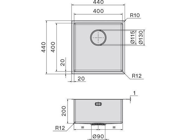 Мойка Falmec SCO4000U.00#SSF 440x440