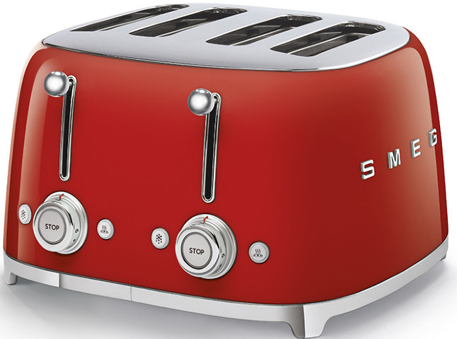 Тостер на 4 ломтика красный SMEG TSF03RDEU